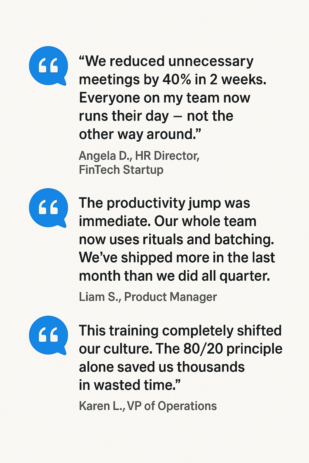 Time Management Testimonials